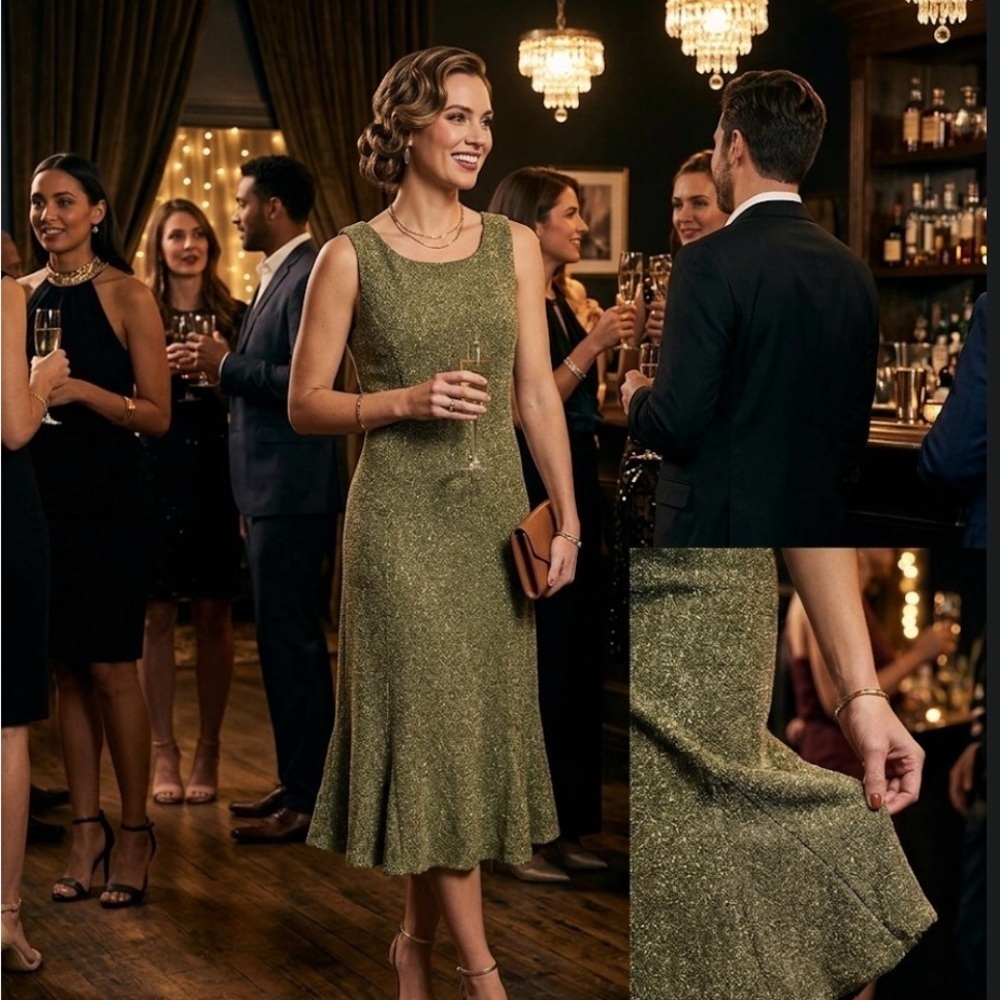 Jessica Howard Elegant Green Sleeveless Midi Dress